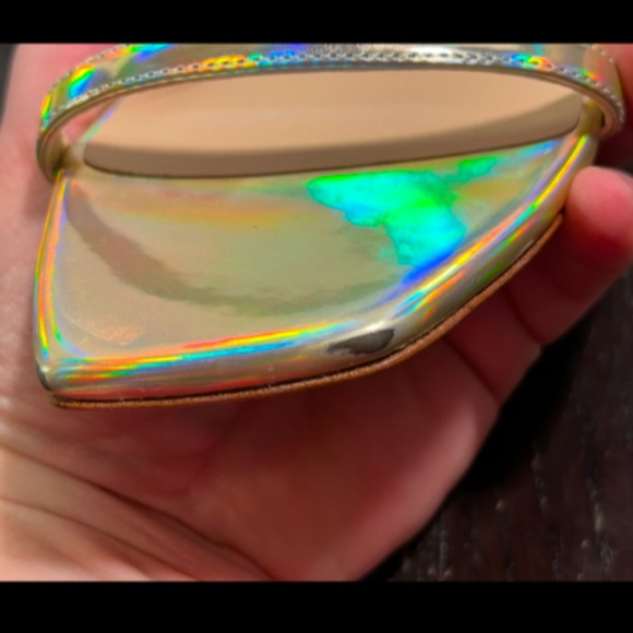 Stuart Weitzman Nudistcurve 100 Hologram Gold Patent Leather Sandals EU 36.5/US6 - Picture 12 of 16